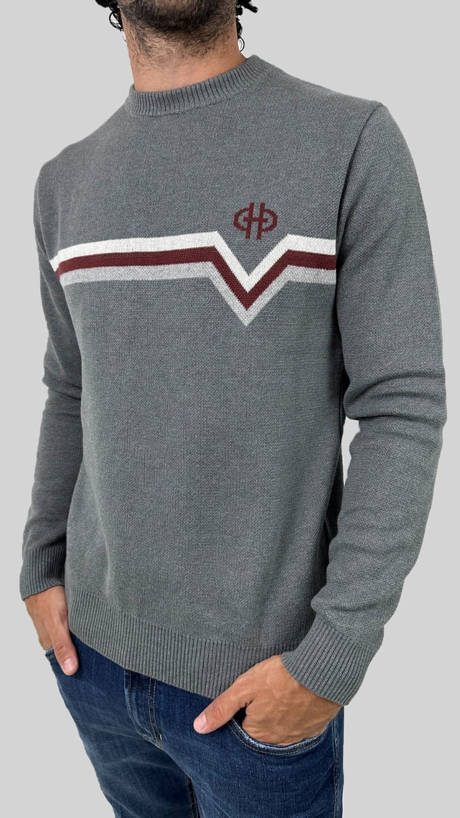 THE BIT SUETER (Grey&Cherry)