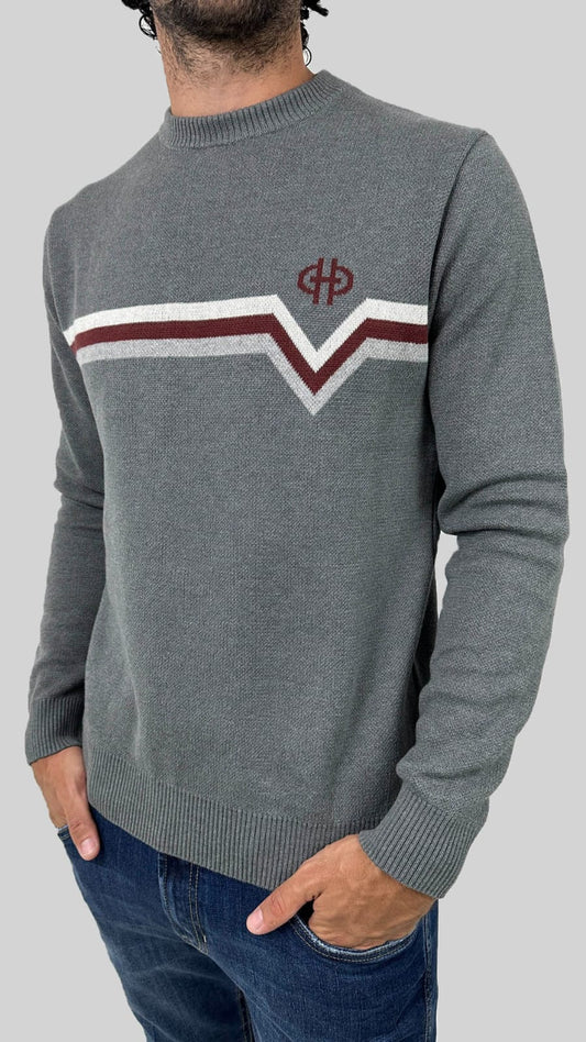 THE BIT SUETER (Grey&Cherry)